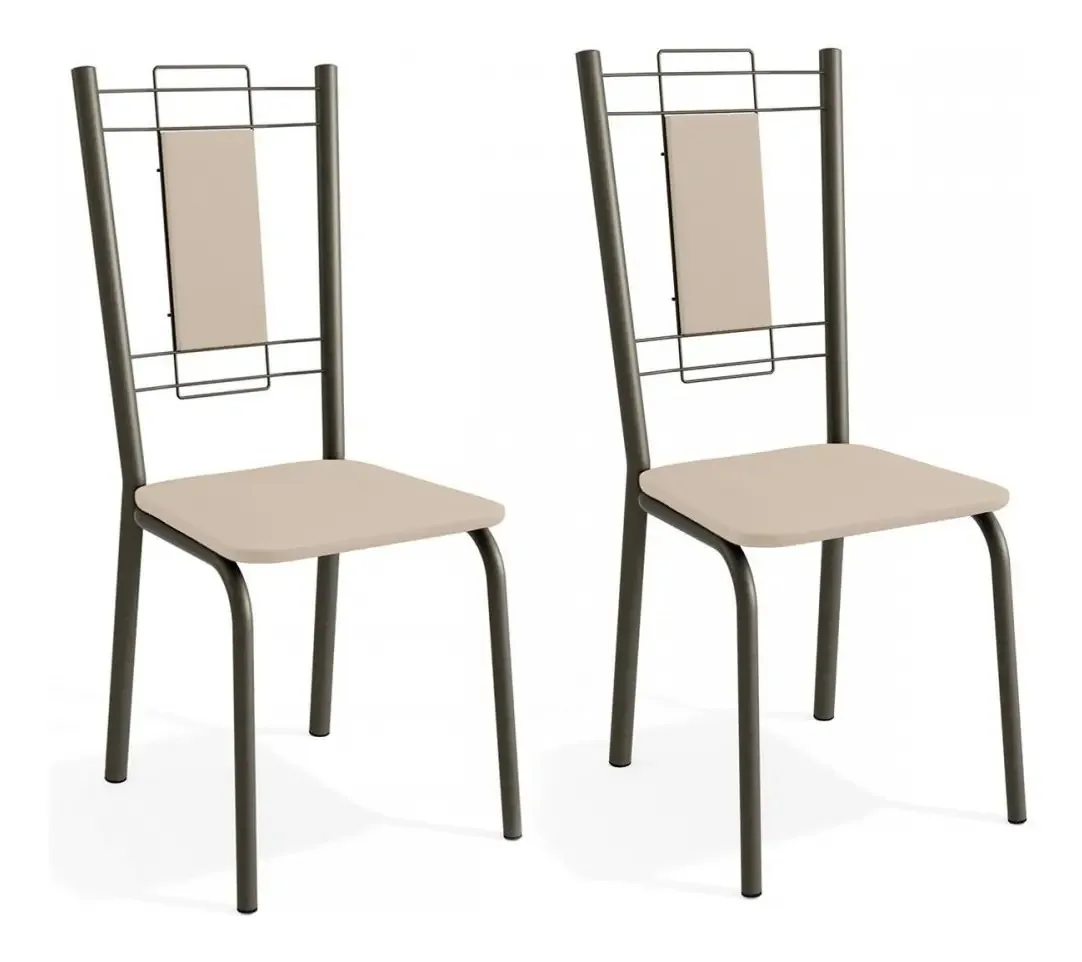 Cadeiras Kit 2 Cadeiras Florença Bronze Nude - Kappesberg Estrutura Da Cadeira Preto