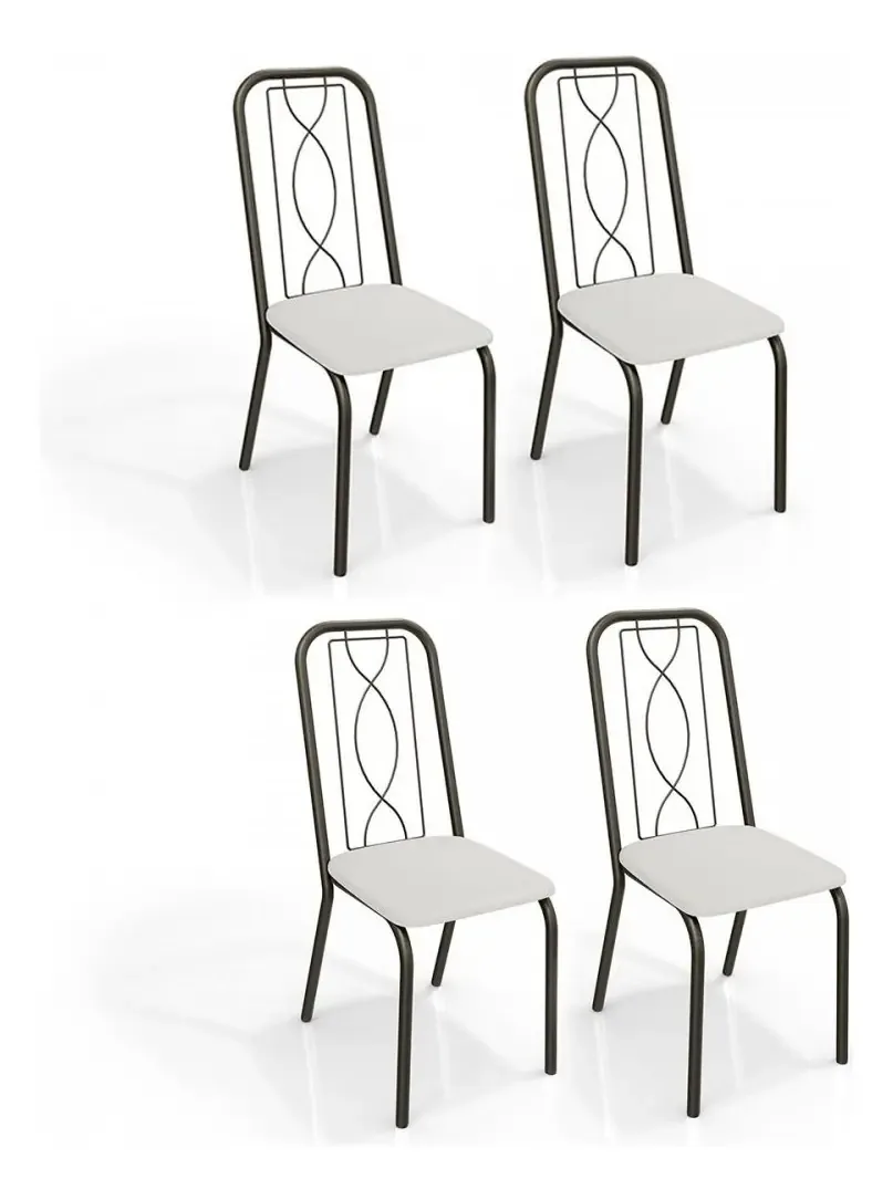 Cadeiras Kit 4 Cadeiras Viena Bronze Branco - Kappesberg Estrutura Da Cadeira Preto