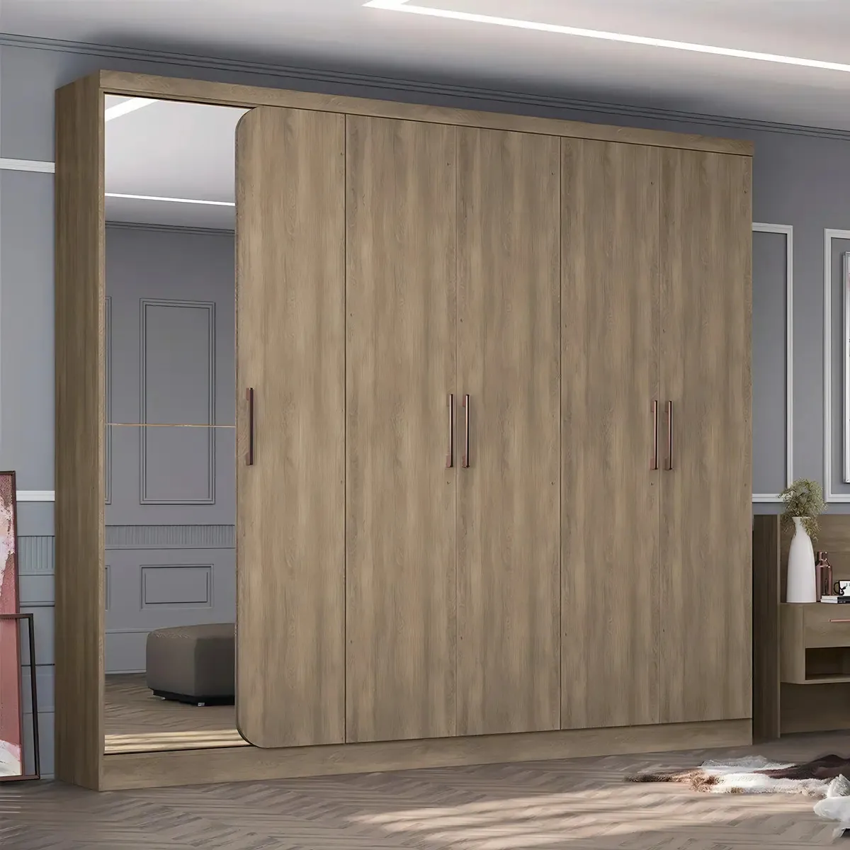 Guarda-roupas 6 Portas 4 Gavetas Nogal F535 - Kappesberg Cor Marrom