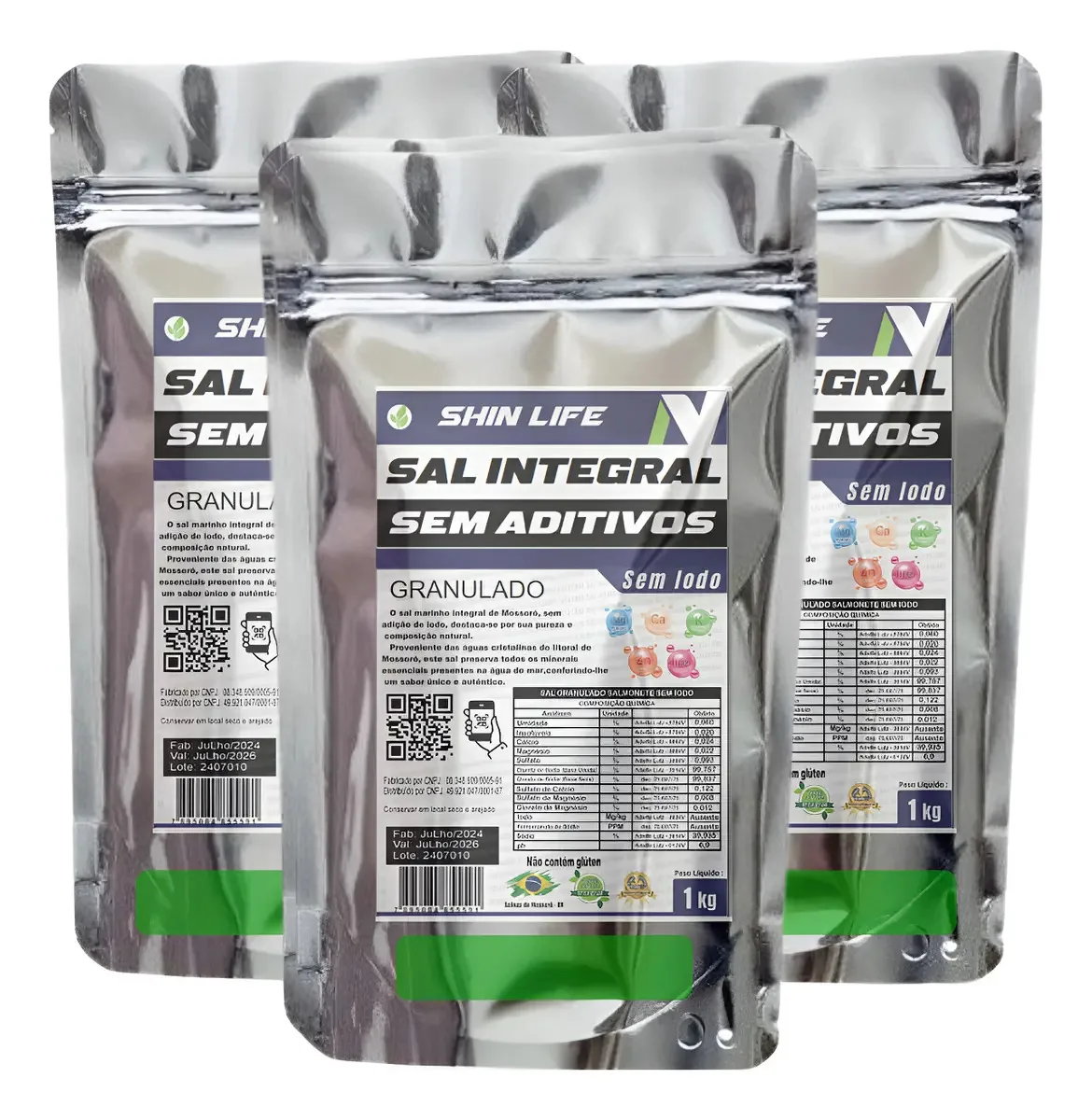 Sal Marinho Granulado 3kg Sem Aditivos Sal De Parrilha
