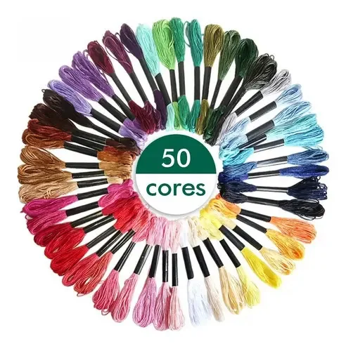 Kit 50 Meadas Bordado Levolpe Cores Sortidas 8m 6 Fios