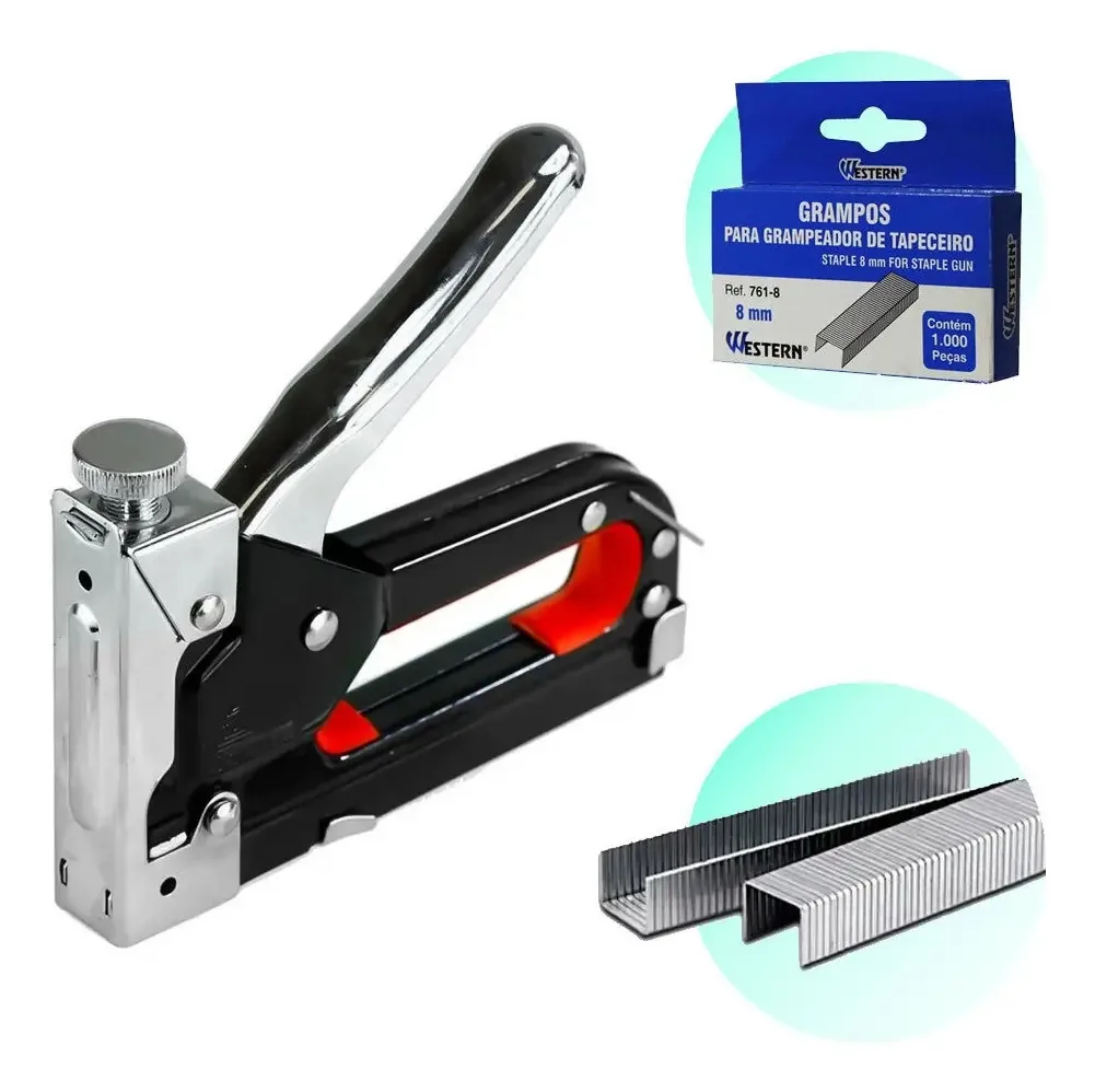 Grampeador Tapeceiro Profissional + 1000 Grampos 8mm