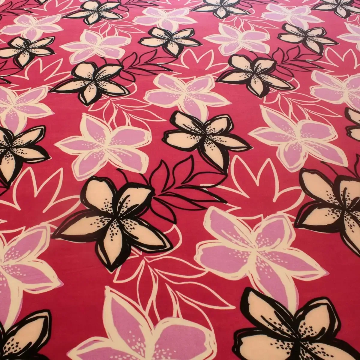 Tecidos Modelo Malha Liganete Estampada Florido Rosa Pink 1,50m