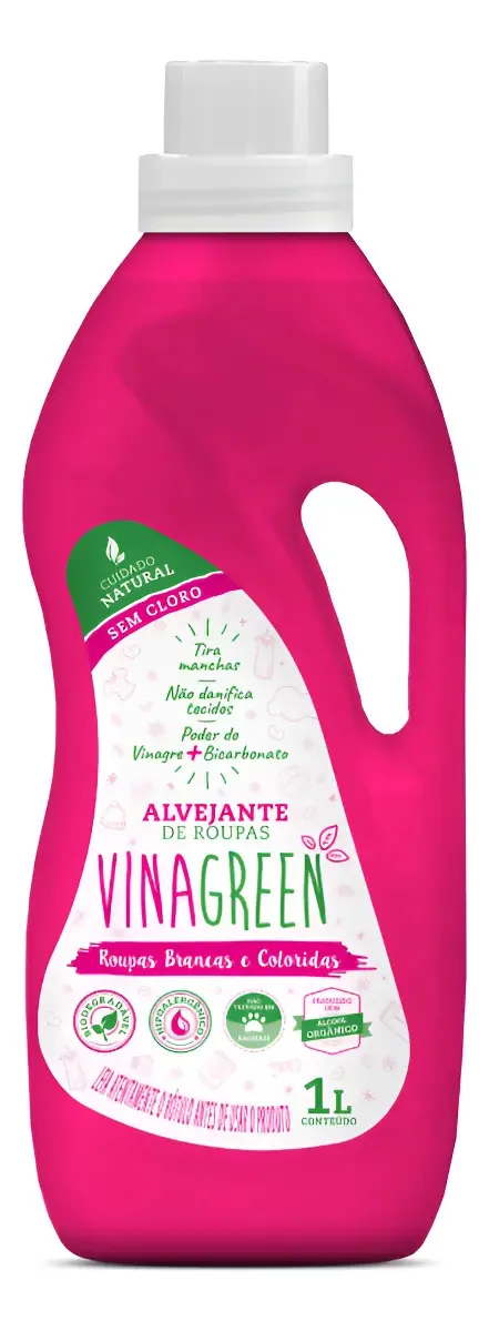 Alvejante Vinagreen 1l Roupas Brancas E Coloridas Manchas