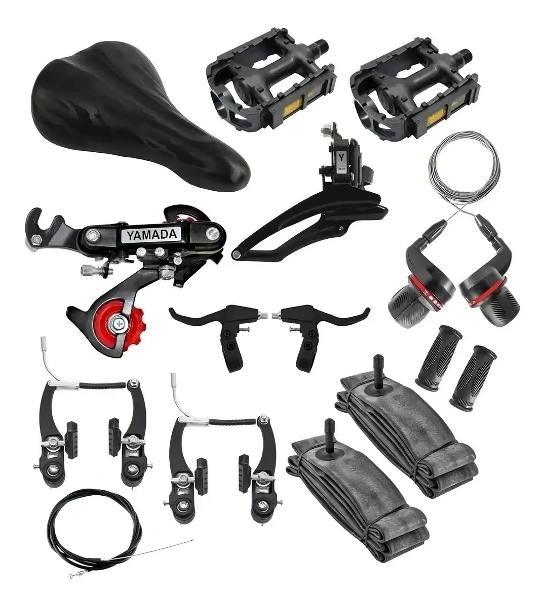 Kit Câmbios Bicicleta 21 18 Velocidades Yamada Freio V-Brake Preto