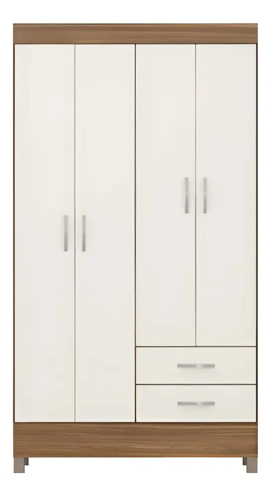 Guarda Roupas 4 Portas 2 Gavetas Astro Cor Amendola/Off White