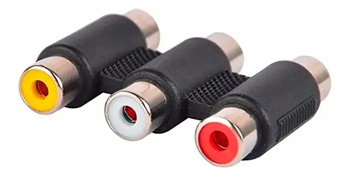 Emenda Rca X Rca Tripla Fêmea Extensor Cabo Video E Áudio