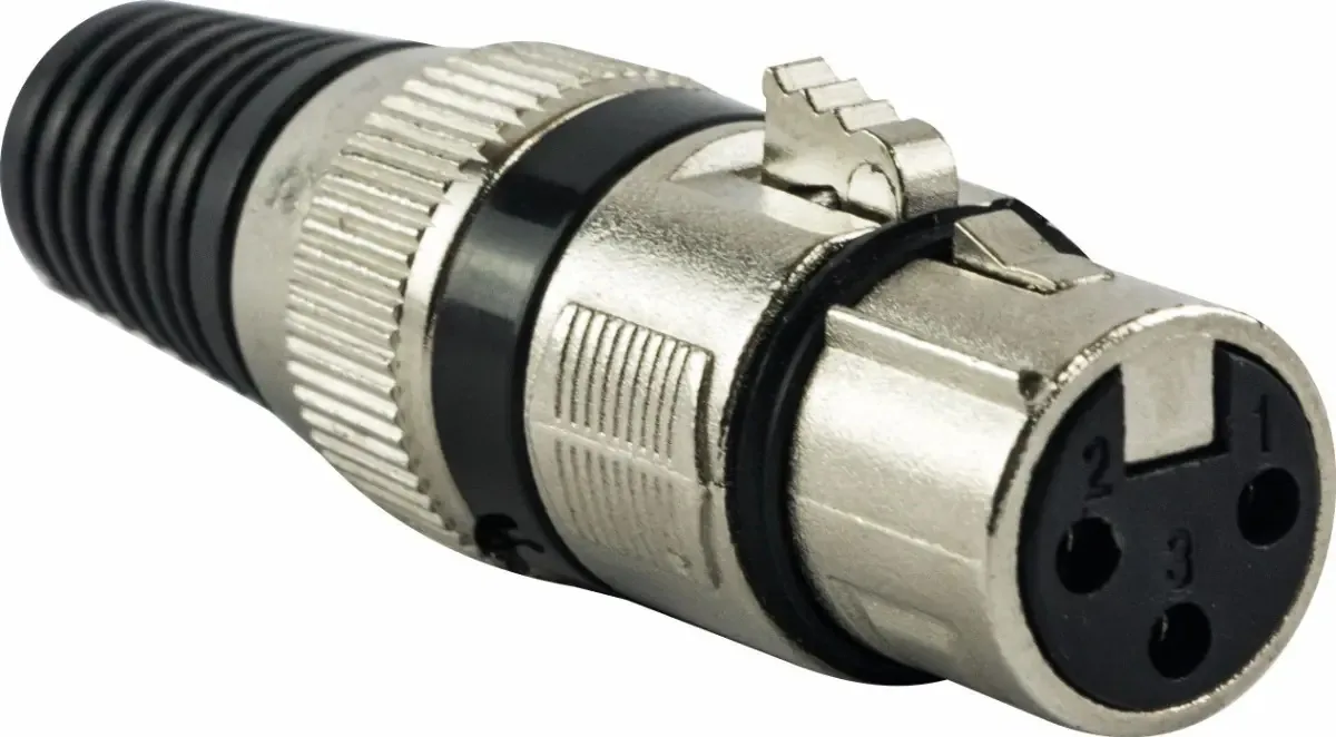 Conector XLR Fêmea Tblack de Metal Para Áudio e Microfone