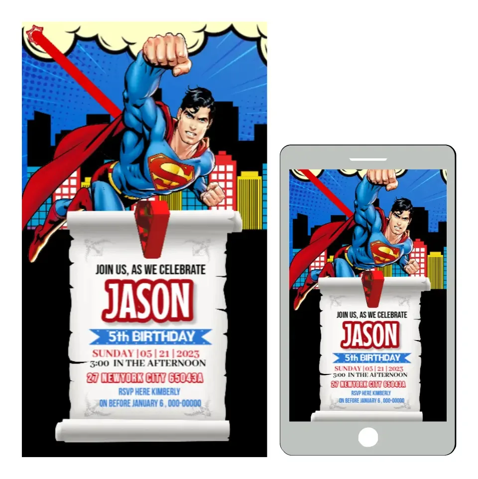 Convite Digital Interativo Superman Cor Superman 2