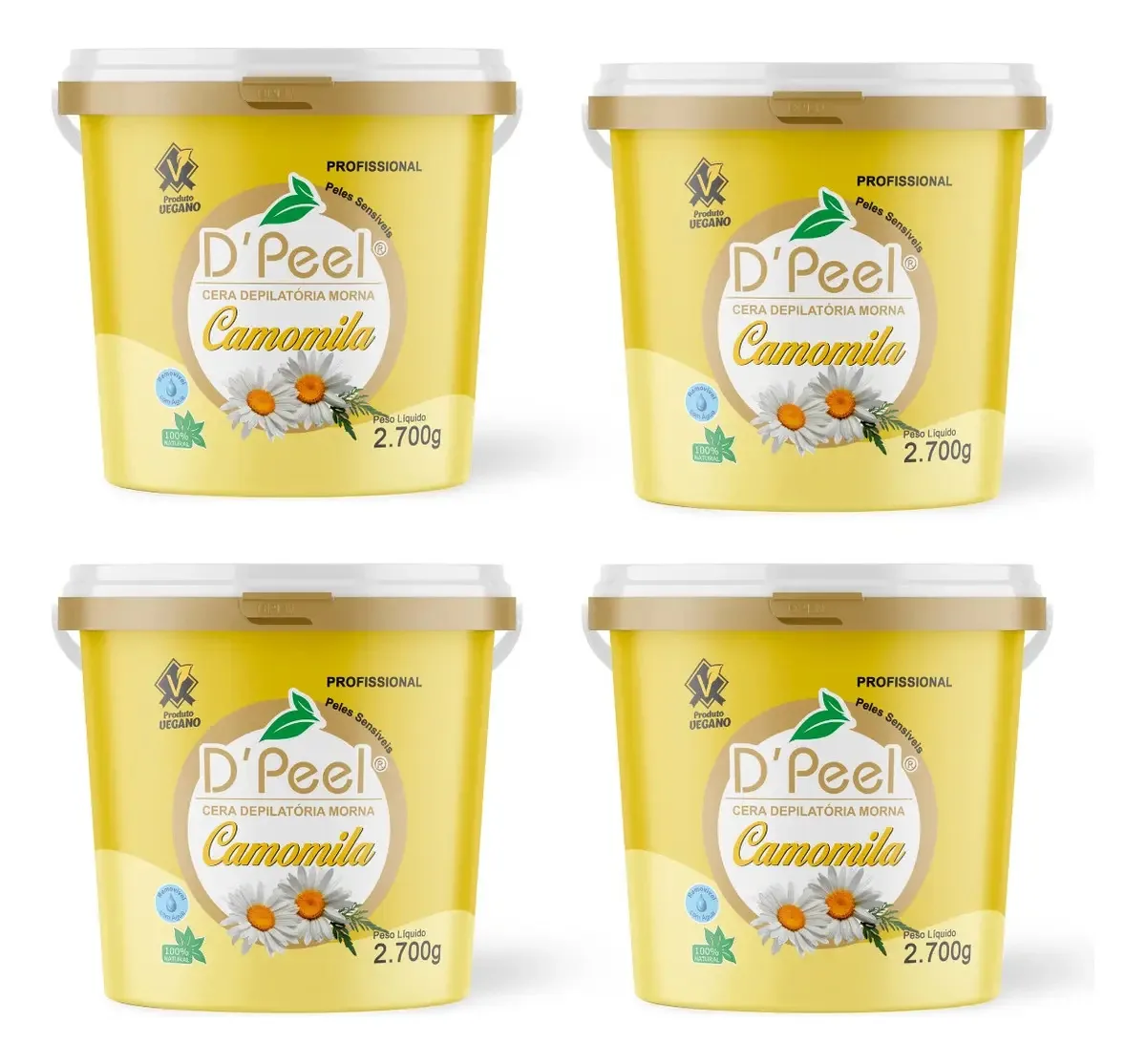 Cera Camomila Depilatória Profissional Balde 2,700kg 4unidad