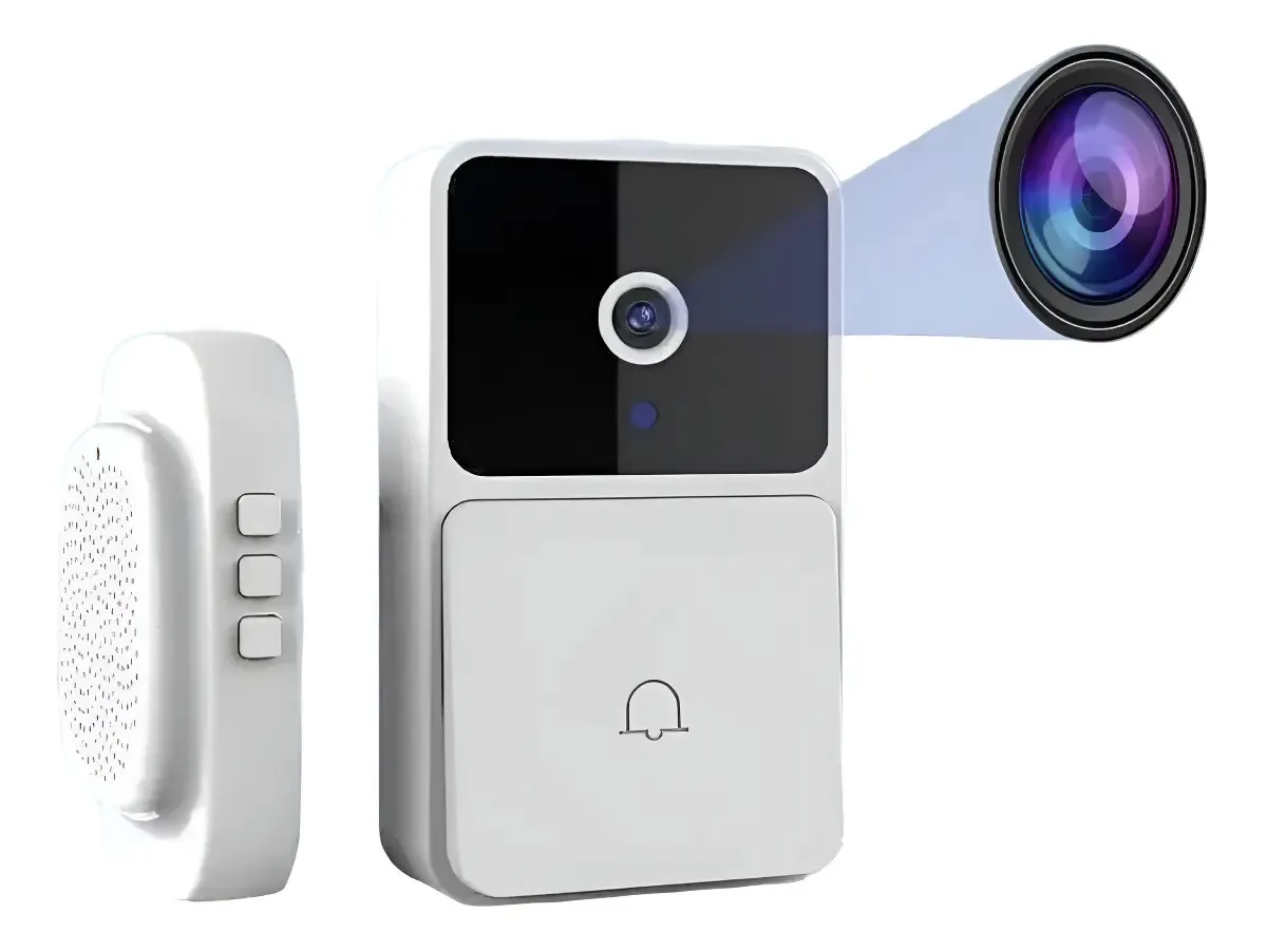 Campainha Interfone Câmera Wifi App Vídeo Audio Bidirecional Cor Branco Recarregável