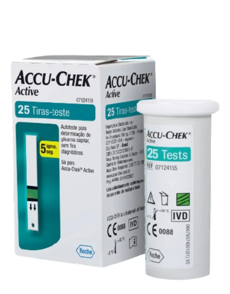 Accu-check Active 25 Tiras Para Controle, Medição Glicemia