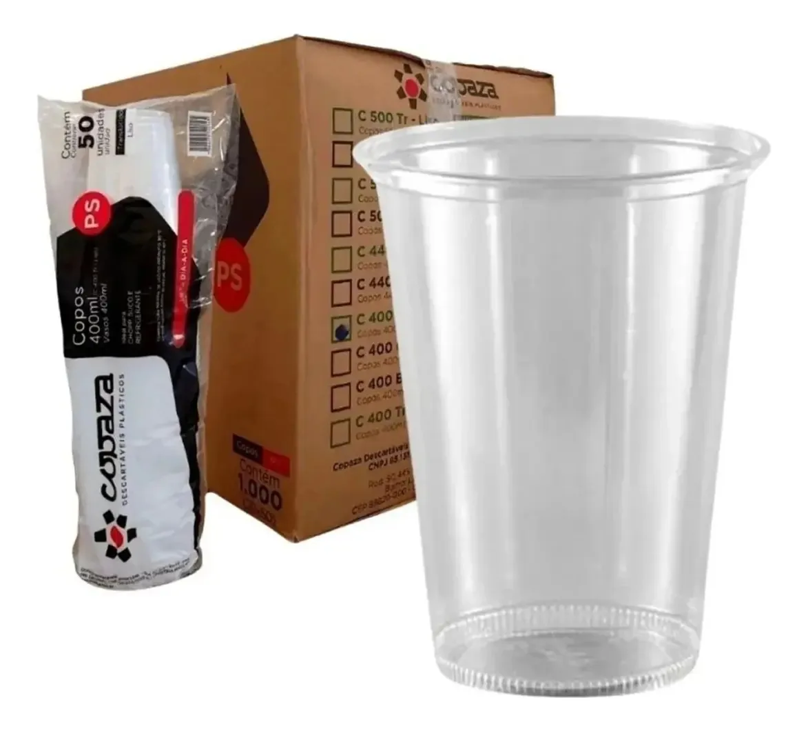 Caixa 500 Copos Descartáveis Transparente 400ml