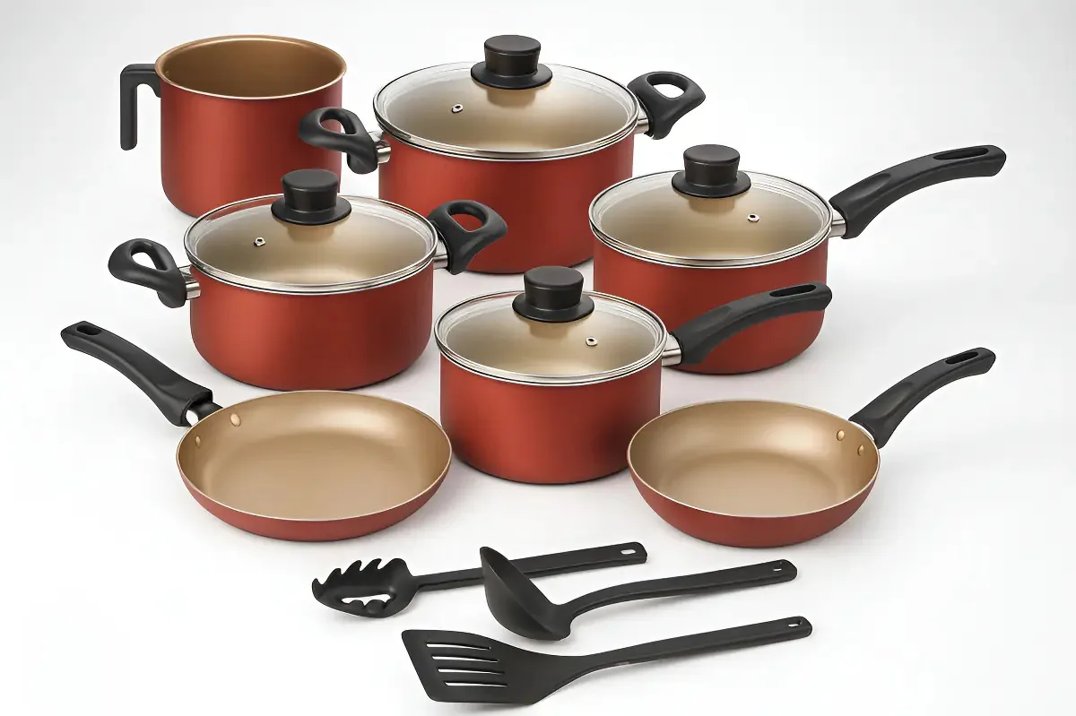 Jogo De Panelas De Cozinha Marpal Elegan 10 Peças 10 Peças Com 10 Peças De Alumínio Bordô