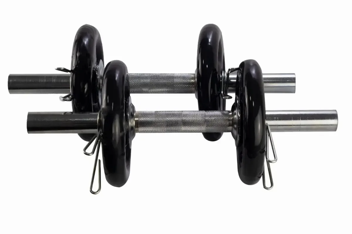 16kg Anilhas Emborrachadas 4x4kg + 2 Halteres 40cm Maçiços Cor Preto
