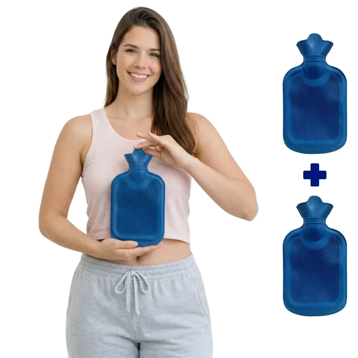 Kit 2 Bolsas Térmicas Enelpe 700ml Para Compressa Quente E Fria Com Bico Funil E Tampa Rolha Alívio De Cólicas E Dores Musculares