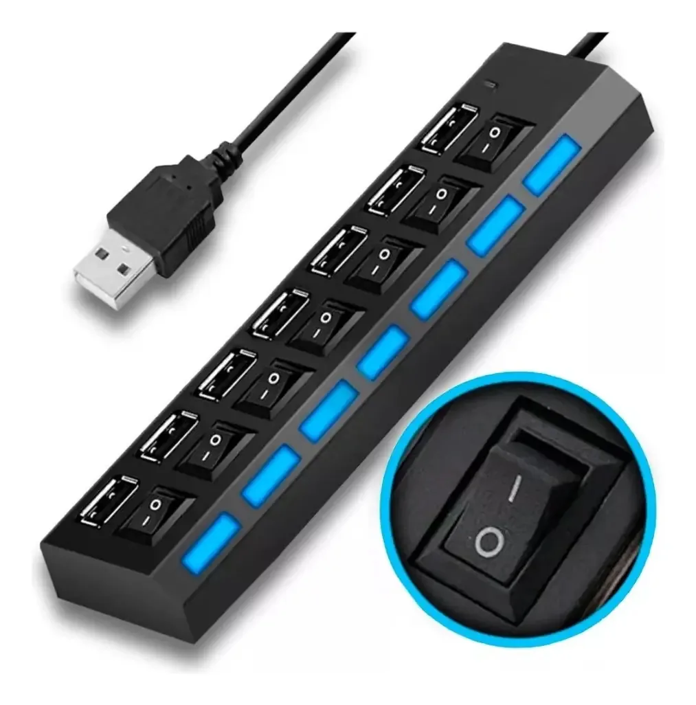 Hub Usb Com 7 Portas E Led Indicador