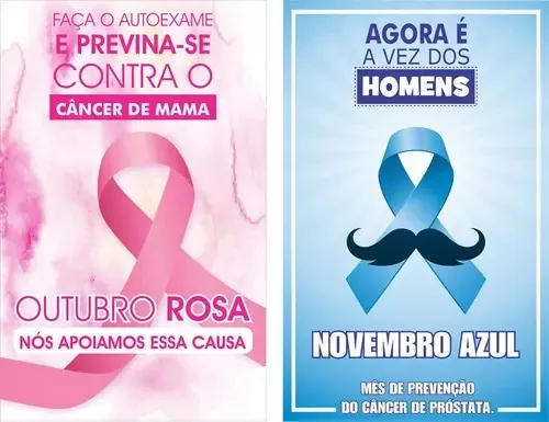 Banners Outubro Rosa E Novembro Azul Luta Contra O Câncer