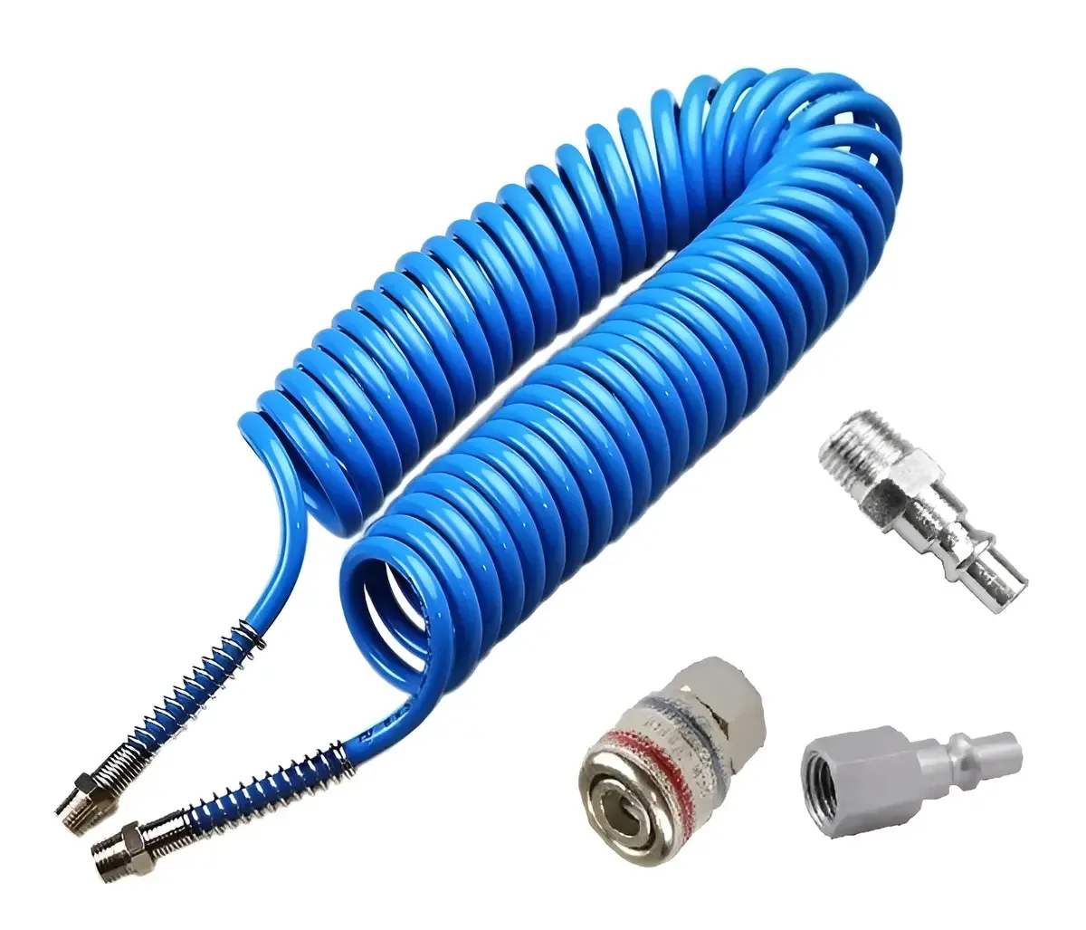 Mangueira Espiral Compressor 5 Metros 1/4 C/ Conexões Cor Azul