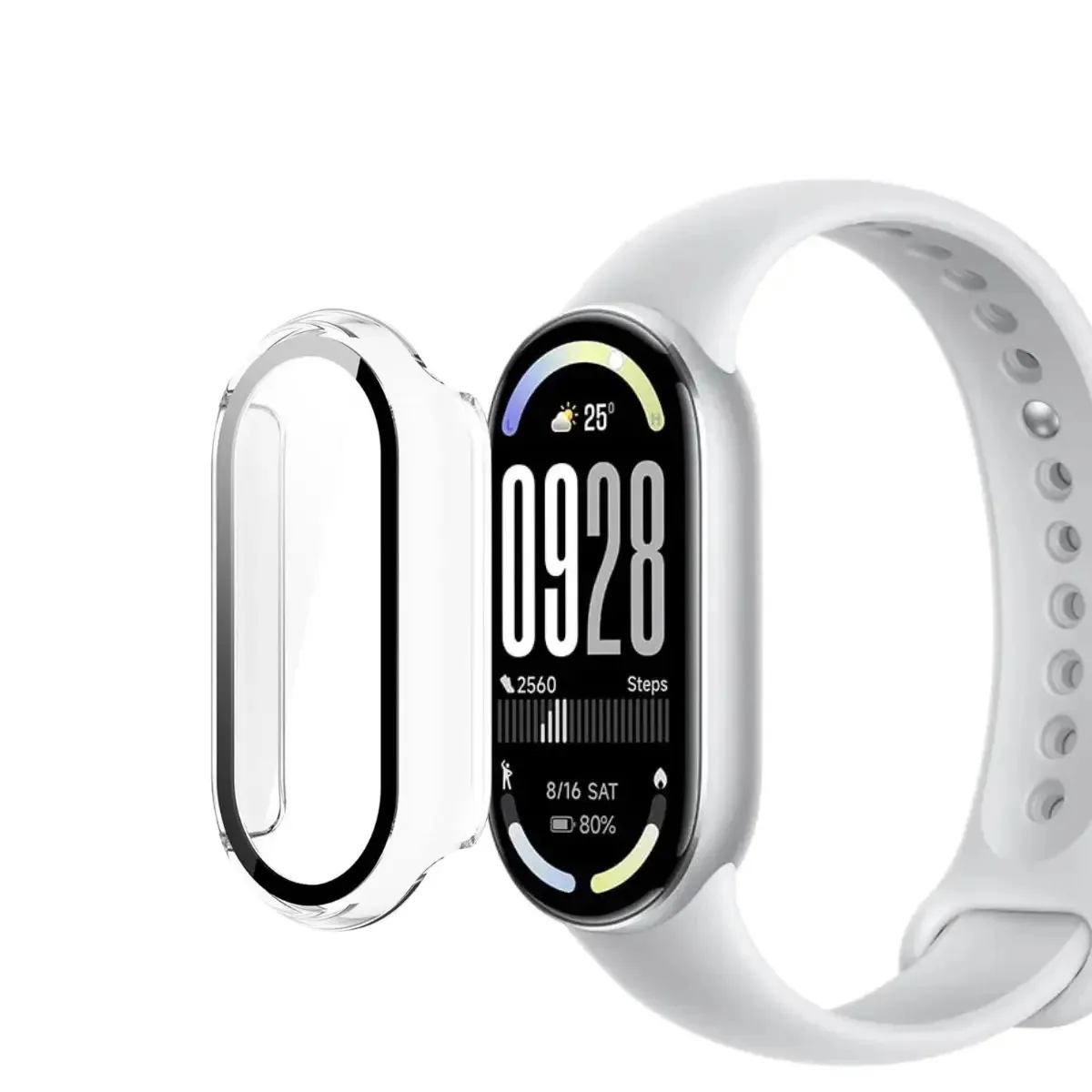 Case Capa Capinha Bumper Com Película Protetora Proteção Protege Anti Arranhões E Impactos Para Xiaomi Smart Mi Band 10 Cor Transparente