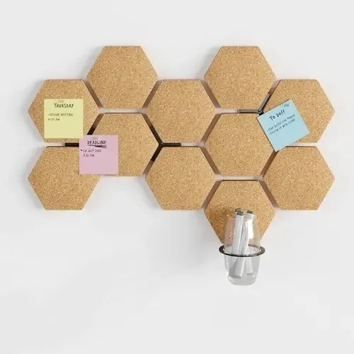 Mural De Fotos E Recados Cortiça Formato Hexagono 11 Peças