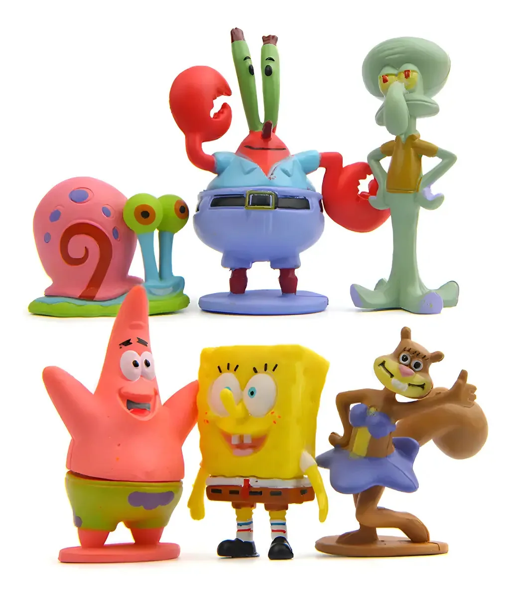 Kit 6 Bonecos Miniaturas Action Figure Bob Esponja Patrick