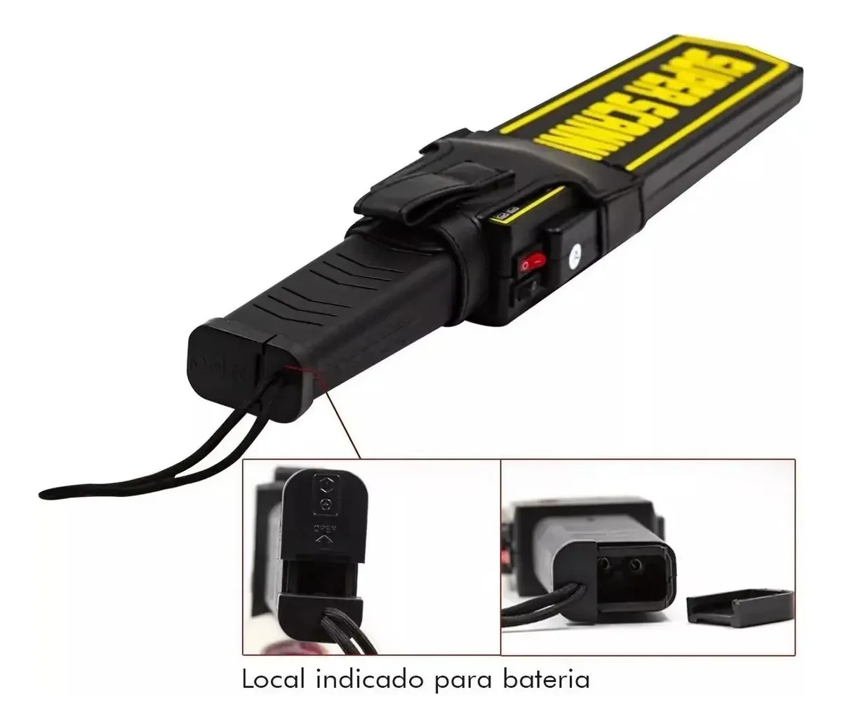 Detector Metais Portátil Centercoisas Ds12489 Sonoro Bateria 9V Preto