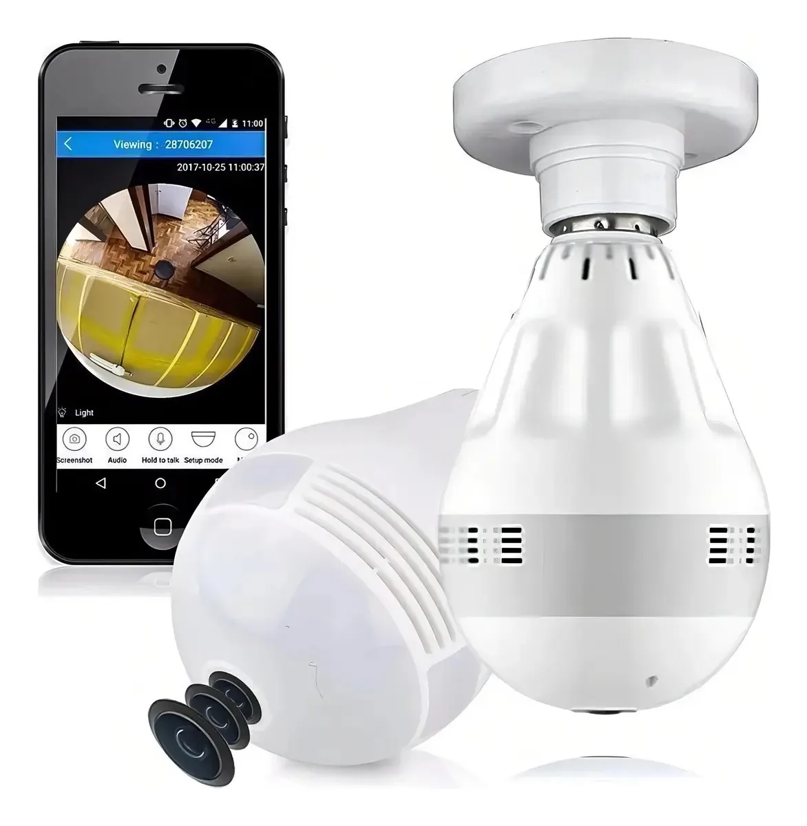 360 Hd Seguro: Câmera Segurança Lampada Panoramica 360 Wi-fi