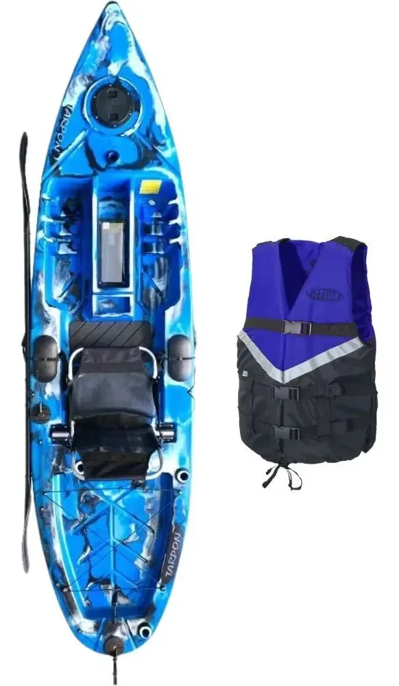 Caiaque De Pesca Tarpon Com Colete - Caiaker Cor Azul Camuflado