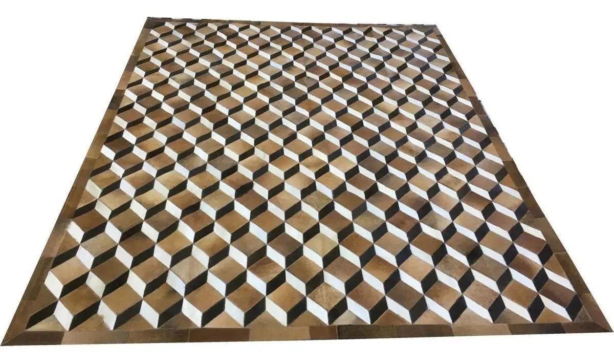 Tapete De Couro 3d Marrom Castanho 2,00x2,50 Com Bordas