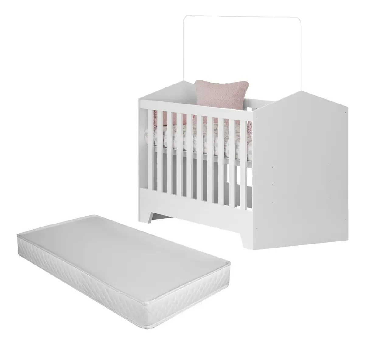 Neloja Berço Kids Multifuncional Simples Mini Duda Para Quarto Do Bebê Para Meninos E Meninas Cor Branco Com Colchão
