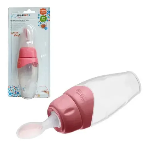 Colher Dosadora Pra Bebê De Papinha A Partir De 6 Meses Cor Rosa