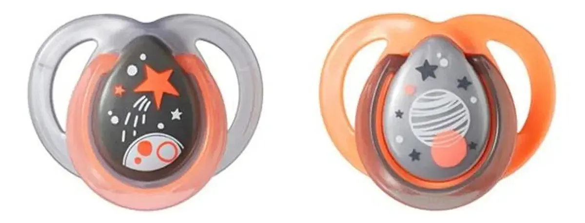 Kit Chupetas Case Esterilizada 0-6m Tommee Cor Cinza e laranja