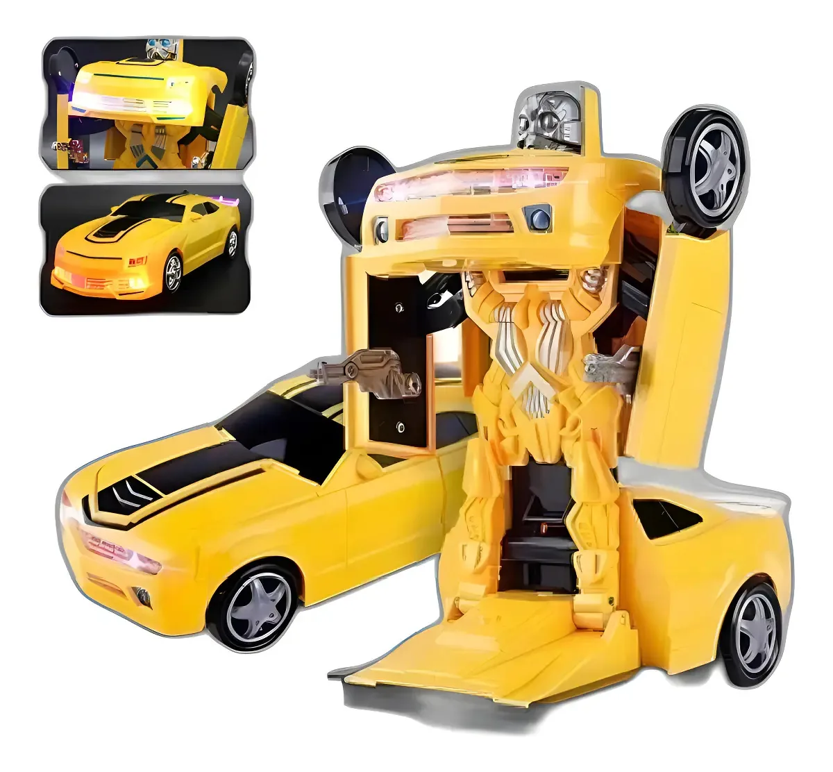Brinquedo Robô Musical Camaro Amarelo Transformers Luz Som