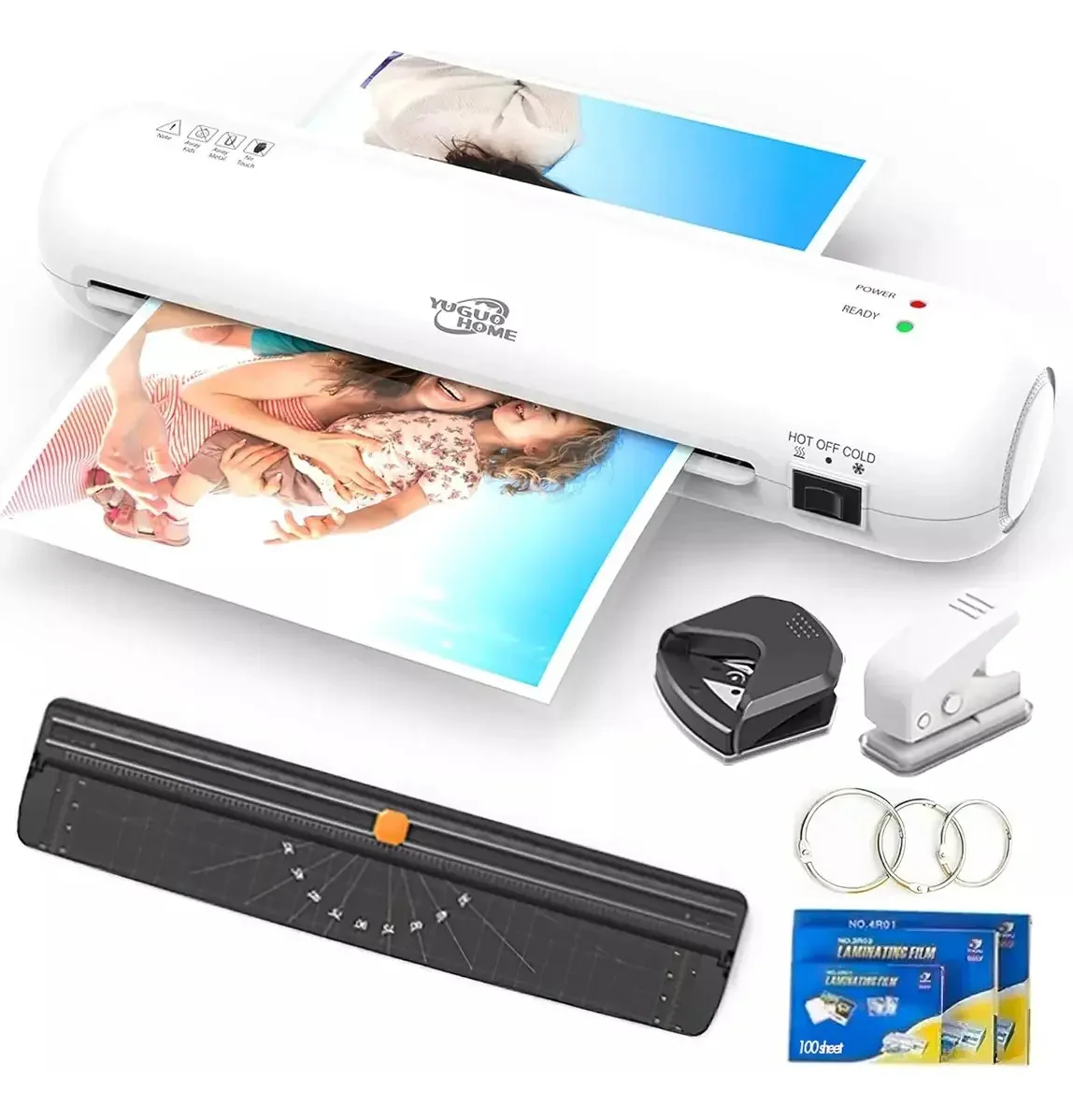 Laminador a frio/calor Yuguo Home de 9" com cortador de 300 micas