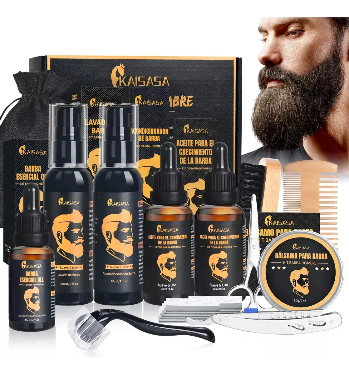 Kaisasa Kit De Cuidados Para Barba Masculina Kit De 13 Peças