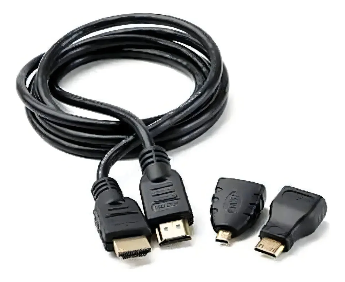 Kit Cabo HDMI 3 em 1 para TV e Computador com Adaptadores Micro e Mini