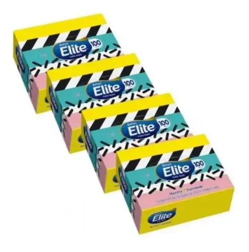 Kit C/4 Lenços De Papel Softys Elite Folha Dupla 100 Em Cada