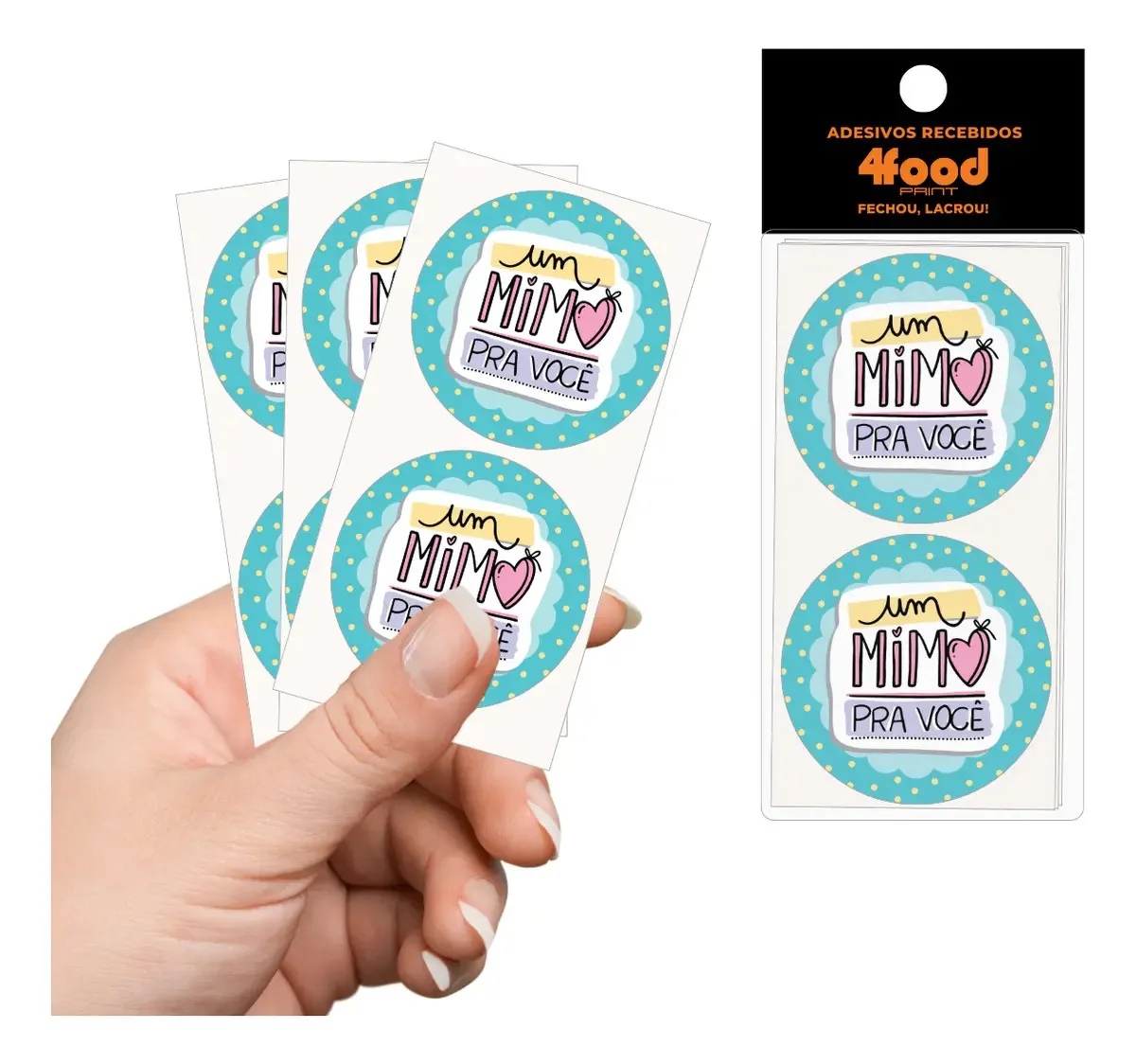 Adesivos Decorativos 4cm - 50 Pacotes (2500 Unid) - Mimo Cor Azul-celeste Desenho Impresso Mimo Azul