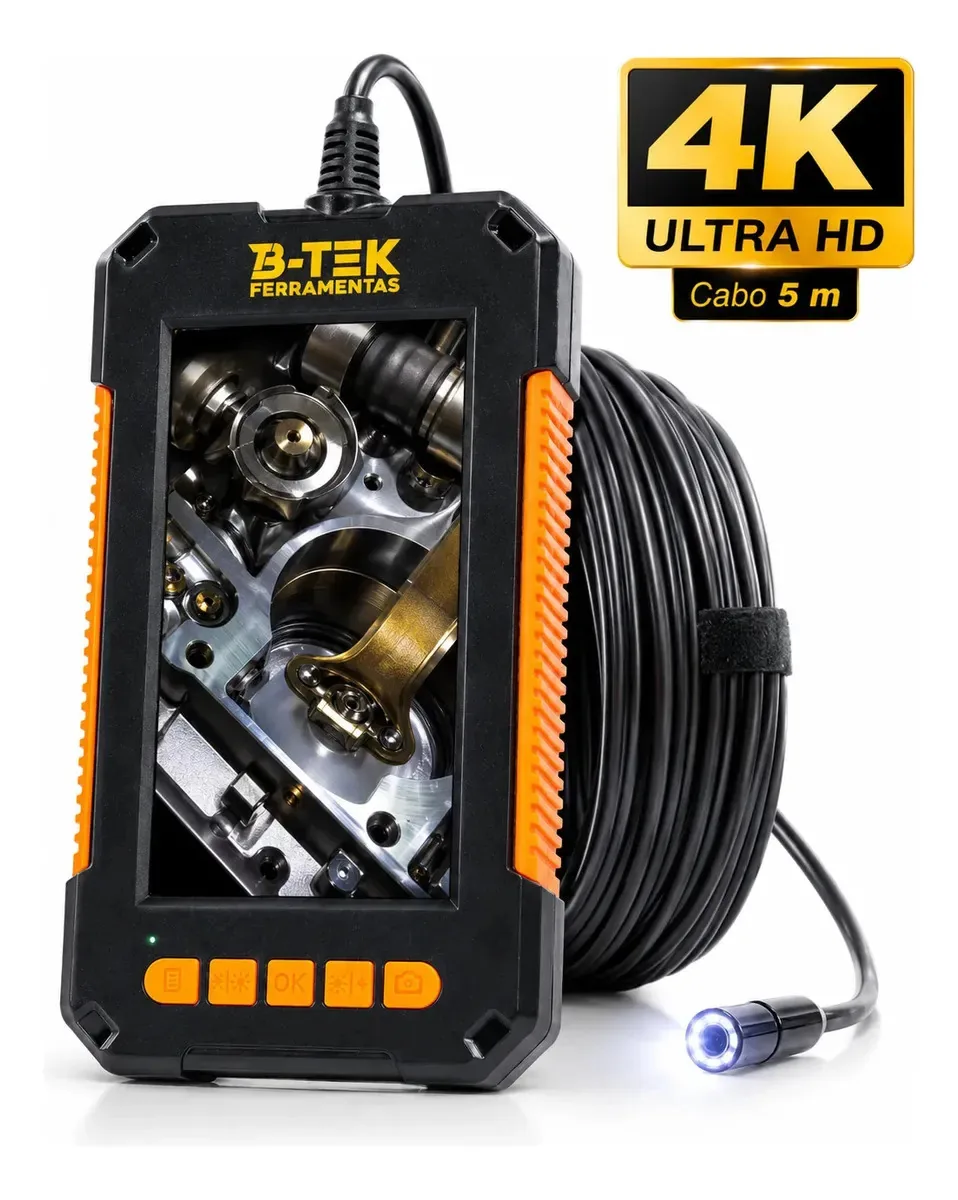 Câmera de Inspeção Endoscópica Boroscópio B-Tek DZ-57 Tela LCD 4.3" Sonda de 5m