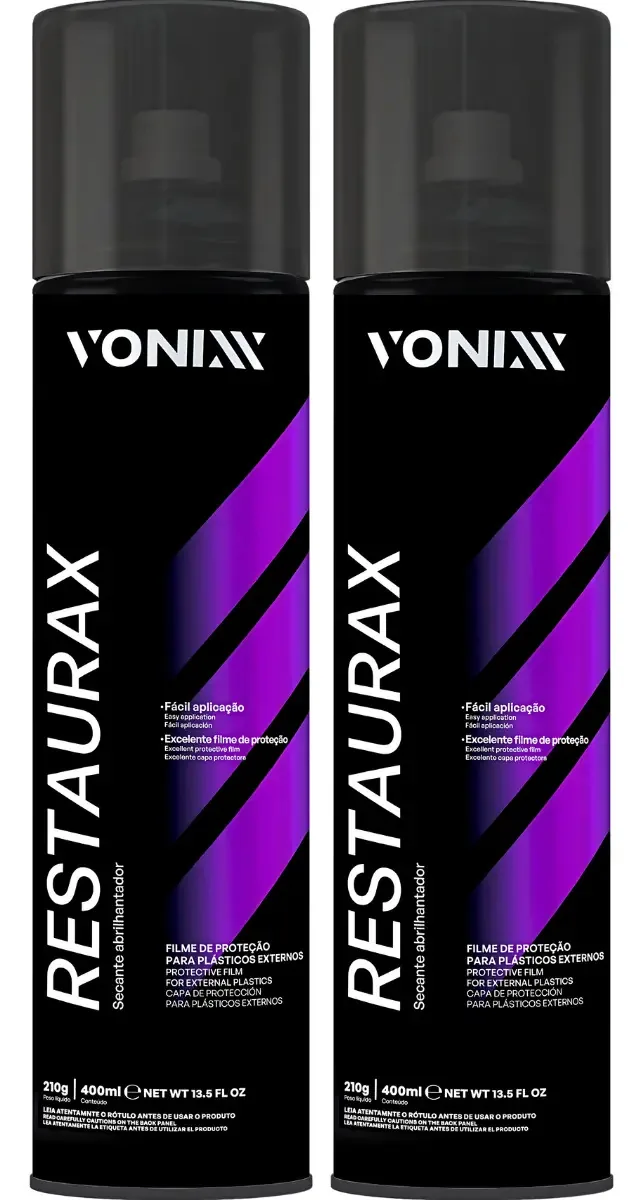 2- Restaurax Restaurador Plástico Automotivo Aerossol Vonixx