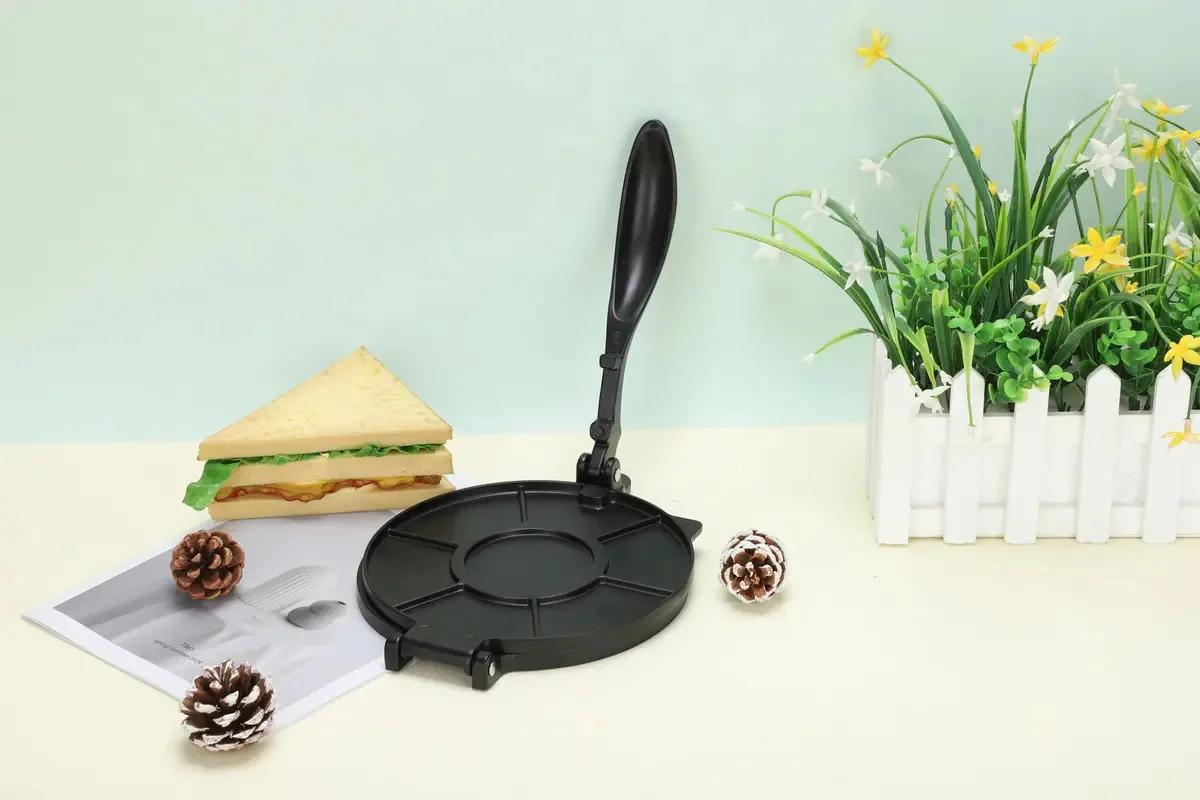 Prensas de hambúrguer, prensa de tortilha antiaderente manual de 19 cm, máquina de tortilha pesada com alça para fazer tacos de omelete de milho, prensa de taco de burrito de alumínio, máquina de...
