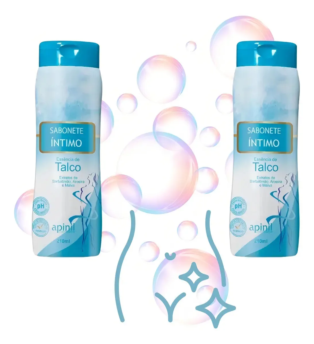 2x Sabonete Íntimo Feminino Talco Proteção Natural 420ml