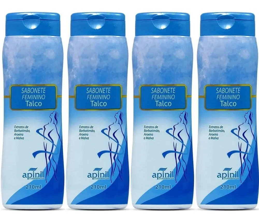 Kit 4 Sabonete Líquido Feminino Talco Extrato De Barbatimão
