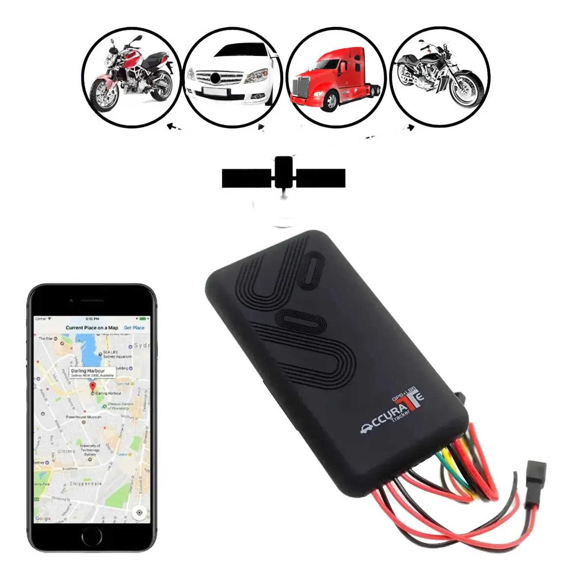 Rastreador Veicular P/ Moto Carro Funciona Chip Comum Cor Bloqueador Mapas Pré-carregados Incluídos 0