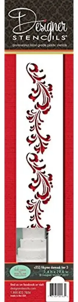Estêncil de bolo de damasco em filigrana Diseñador Stencils C553, lado 3