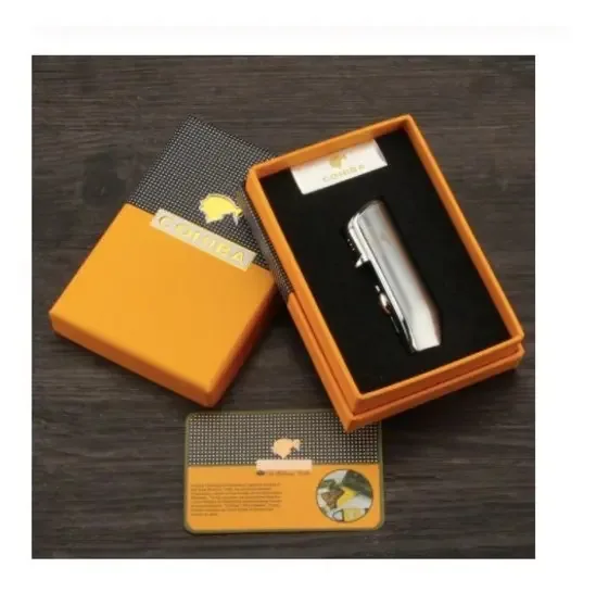 Isqueiro Cohiba Charutos Maçarico 3 Chamas Acompanha Caixa