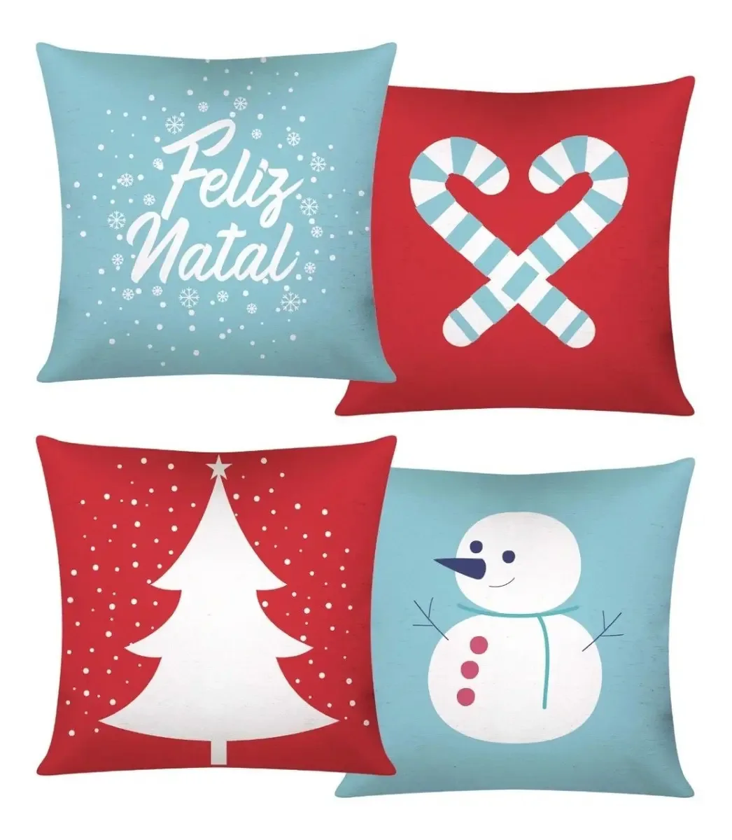 Capas De Almofadas Natalinas Natal 43cm X 43cm Kit 04 Pecas Natal 06