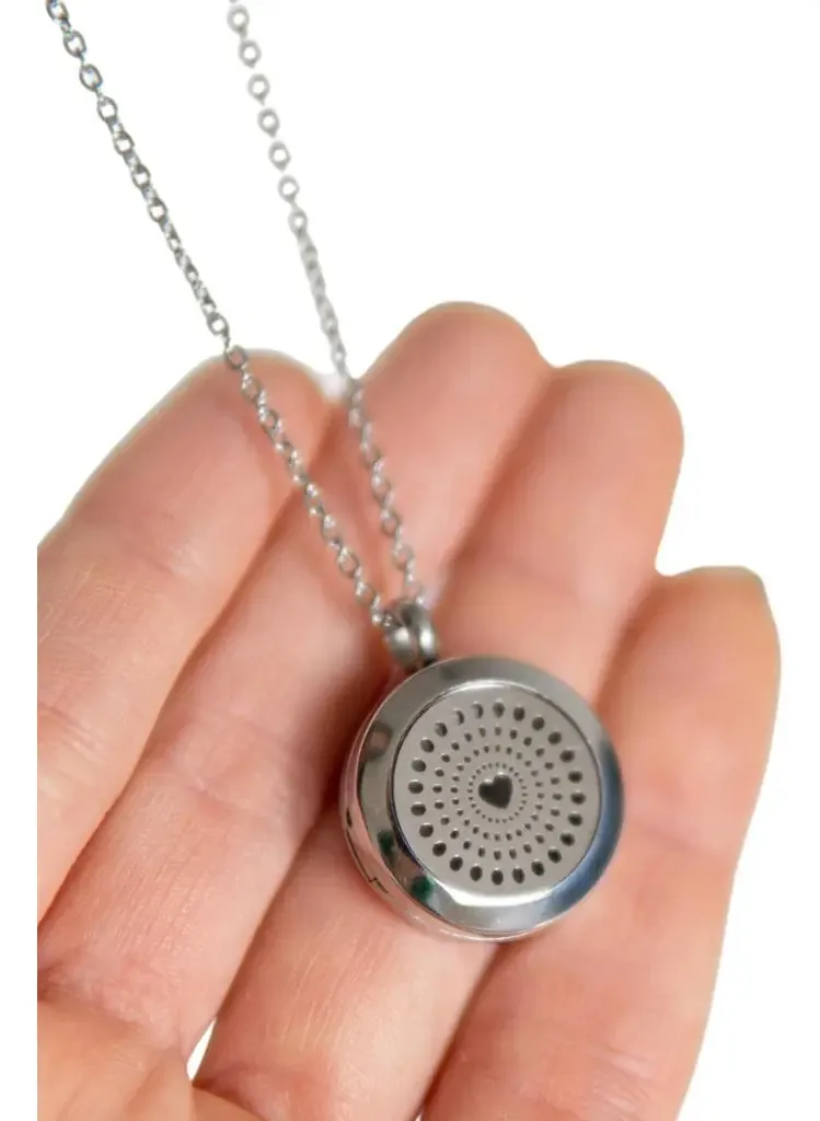 Colar 20mm Aromaterapia Para Oleo Essencial Prateado Coração
