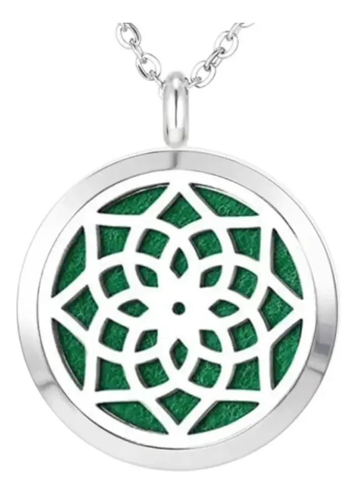 Colar Difusor Pessoal Mandala Pingente 21mm Prata - Horganah Prateado